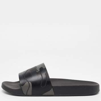 Pre Owned Valentino Two Tone Camouflage Print Rubber Slides Size 42