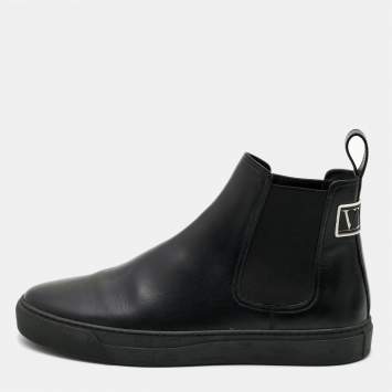 Pre Owned Valentino Black Leather VLTN High Top Sneakers Size 42  
