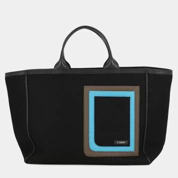 Pre Owned Valextra Valextra Soft Tote Bag Black Felt Leather Size Large