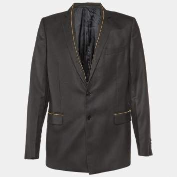 Versace Collection Black Wool Zip Detailed Blazer XL