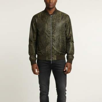 Pre Owned Versace Collection Green Printed Nylon Reversible Jacket XXL