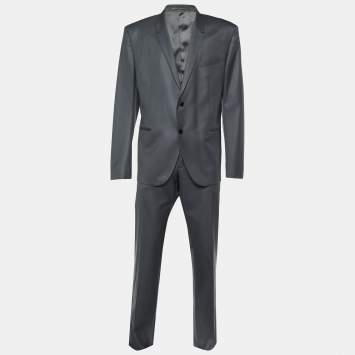 Pre Owned Versace Collection Grey Wool Single Breasted Suit 4XL