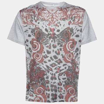 Pre Owned Versace Collection Grey Baroque & Animal Print Jersey T-Shirt XXL
