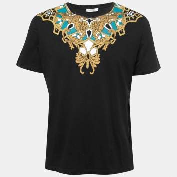 Pre Owned Versace Collection Black Baroque Moroccan Print Cotton Crew Neck T-Shirt XXL
