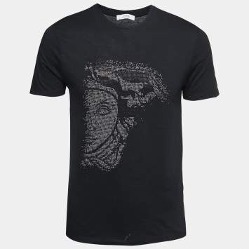 Pre Owned Versace Collection Black Cotton Medusa Embellished T-Shirt S
