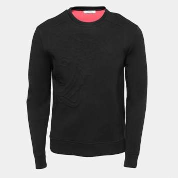 Pre Owned Versace Collection Black Cotton Knit Crew Neck Sweatshirt S