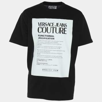 Versace Jeans Couture Black Cotton Printed T-Shirt L
