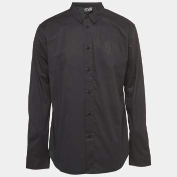 Pre Owned Versace Jeans Couture Black Cotton Long Sleeve Shirt XL