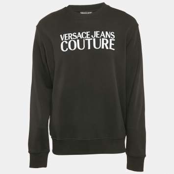 Pre Owned Versace Jeans Couture Black Logo Embroidered Sweatshirt L