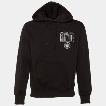 مملوكة مسبقًا هودي فيرساتشي جينز كوتور تطريز شعار أسود قطن صغير (سمول)