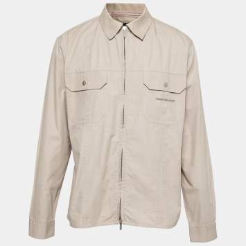 Pre Owned Versace Jeans Couture Beige Cotton Zip Front Shirt XXL
