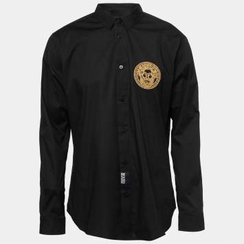 Pre Owned Versace Jeans Couture Black Cotton Button Front Shirt XL