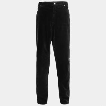 Pre Owned Versace Jeans Couture Black Velvet Jeans 4XL Waist 40"