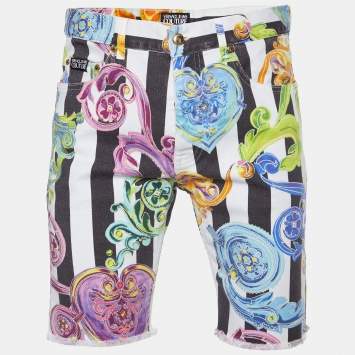 Pre Owned Versace Jeans Couture Multicolor Printed Denim Shorts S