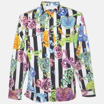 Pre Owned Versace Jeans Couture Multicolor Printed Denim Button Front Jacket M