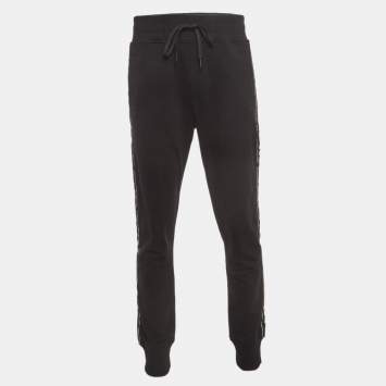 Pre Owned Versace Jeans Couture Black Logo Tape Detail Drawstring Track Pants L