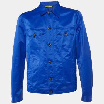 Pre Owned Versace Jeans Blue Cotton Blend Button Front Jacket L
