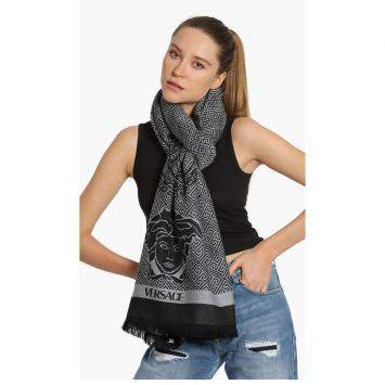 Pre Owned Versace Grey Versace Medusa Scarf