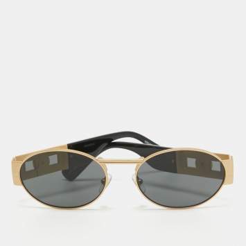 Pre Owned Versace Matt Gold/Black MOD 2264 Medussa Oval Sunglasses