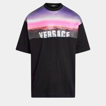 Pre Owned Versace Graphic-Print Oversized Black Cotton Tshirt