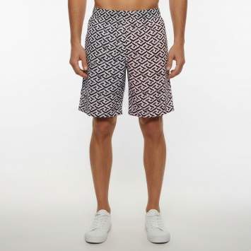 Pre Owned Versace Purple/Pink La Greca Signature Print Lawn Shorts L