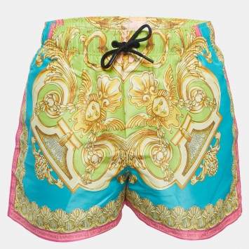 Pre Owned Versace Multicolor Golfo Barocco Print Nylon Swim Shorts M