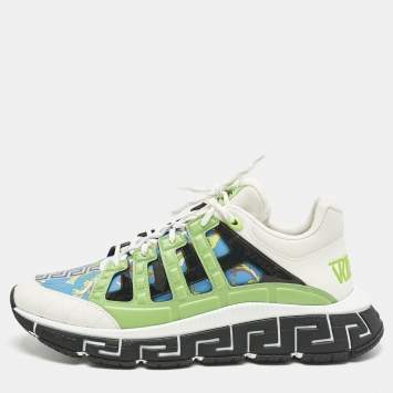 Pre Owned Versace Multicolor Canvas and Leather Trigreca Sneakers Size 46