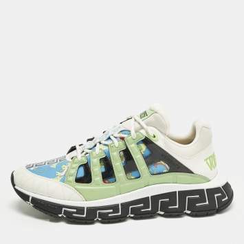 مملوكة مسبقًا Versace Trigreca Size 46 Multicolor Canvas and Leather  Low Top Sneakers