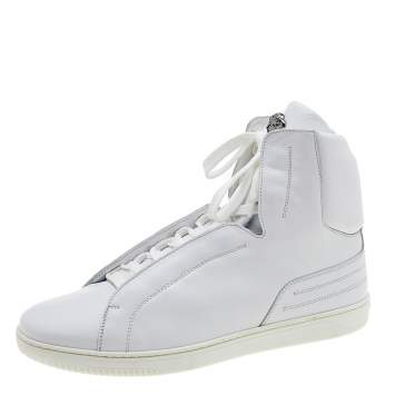 Pre Owned Versace White Leather Medusa High Top Sneakers Size 43