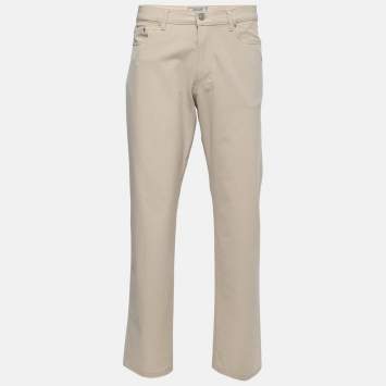 Pre Owned Versace Signature Beige Stretch Knit Jeans XL Waist 36"