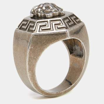 Versace Gunmetal Tone Medusa Ring Size EU 63