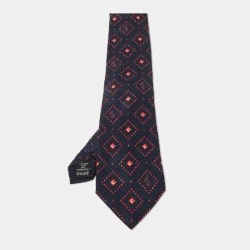 Pre Owned Versace Blue/Red Printed Silk Tie