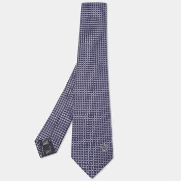 Pre Owned Versace Blue Dot Pattern Silk Tie