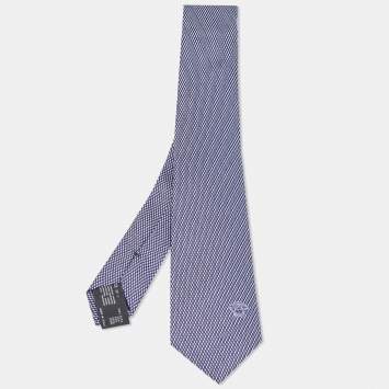 Pre Owned Versace Navy Blue Patterned Silk Tie