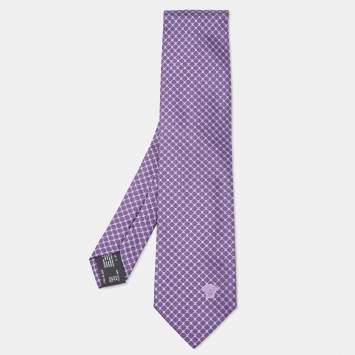 Pre Owned Versace Purple Patterned Silk Tie