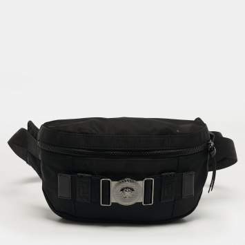 مملوكة مسبقًا Versace La Medusa Black Nylon Belt Bag