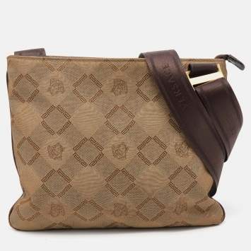 Pre Owned Versace Beige Canvas Crossbody Bag