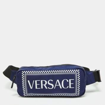 Pre Owned Versace Blue Nylon Belt Bag