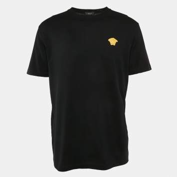 Versace Black Medusa Applique Jersey Crewneck Shirt XXL
