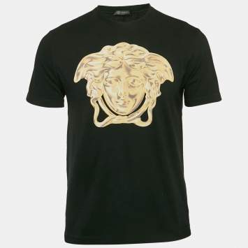 Versace Black Medusa Print Cotton Crew Neck T-Shirt XS