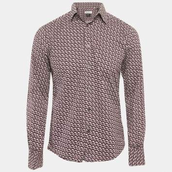 Pre Owned Versace Collection Purple Geometric Print Cotton Shirt M