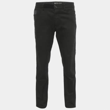 مملوكة مسبقًا بنطلون جينز فيرساتشي أسود جزئي جلد مقاس كبير جداً (اكس لارج) (محيط الخصر 36)