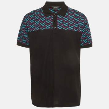 مملوكة مسبقًا Versace Black Cotton Pique Taylor Fit Polo T-Shirt XXXL