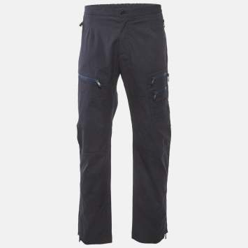 مملوكة مسبقًا Versace Blue Cotton Zip Detail Pants XXXL
