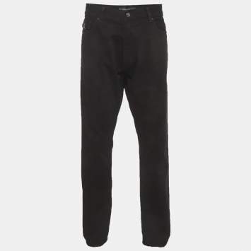 مملوكة مسبقًا Versace Black Denim Straight Fit Jeans XXXL