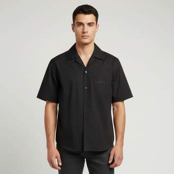 Pre Owned Versace Black Barocco Print Cotton and Silk Short Sleeve Shirt M