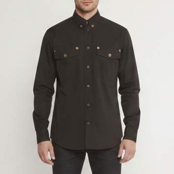 مملوكة مسبقًا Versace Black Cotton Button Down Long Sleeve Shirt XS