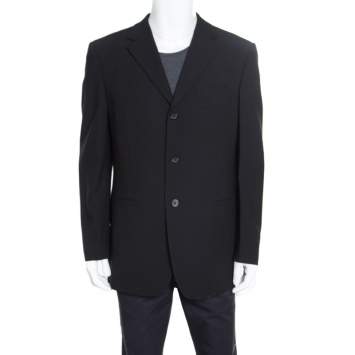 Pre Owned Versace Classic Black Striped Wool Tailored Blazer XL