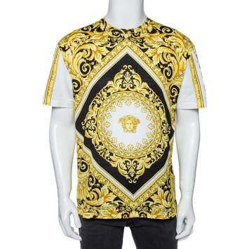 Pre Owned Versace Muticolor Baroque Print Cotton Crewneck T-Shirt XL 