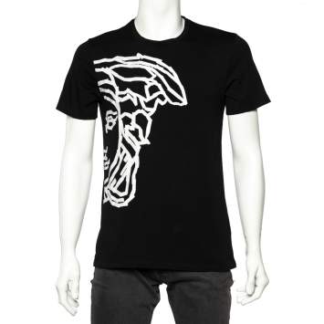Pre Owned Versace Collection Black Medusa Head Printed Cotton Crewneck T-Shirt M